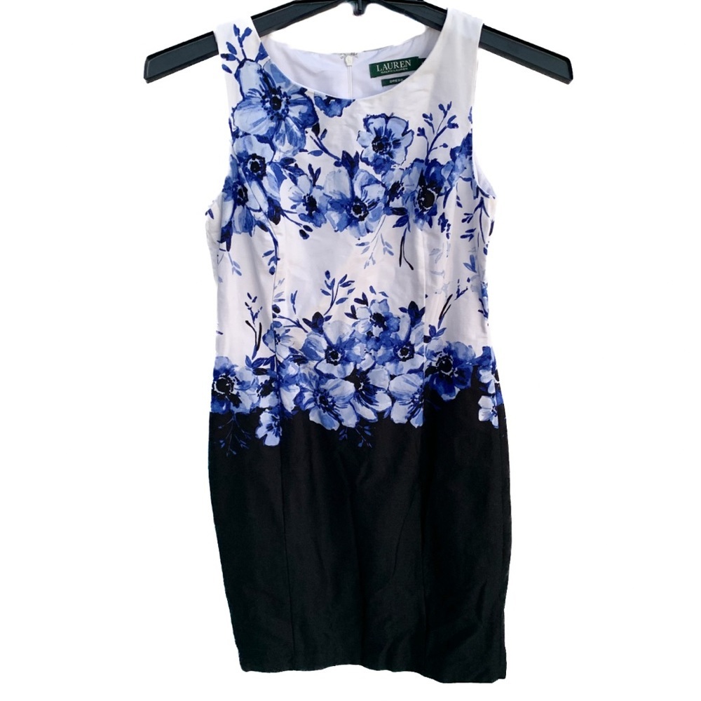 Lauren Ralph Lauren Blue and Black Floral Mini Dress